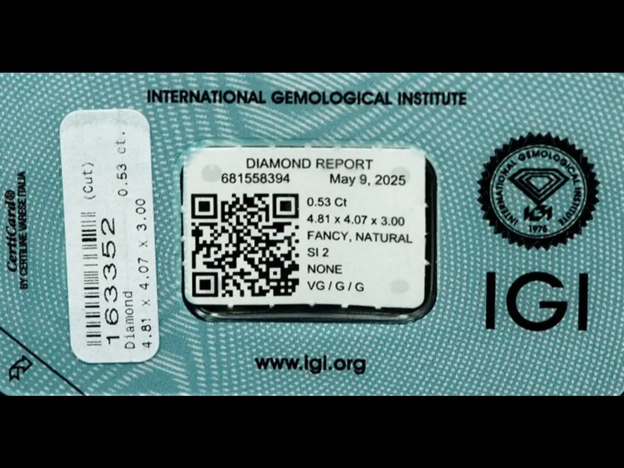 Billede 5 - Løs Diamant IGI-Certifikat.