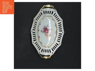 Porcelænsfad med blomstermotiv - 14 cm