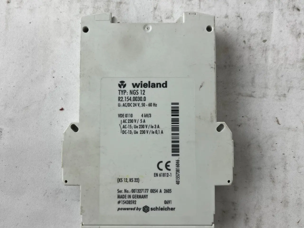 Billede 5 - Wieland NGS 12 relæ modul 24V AC/DC 2CO 5A DIN