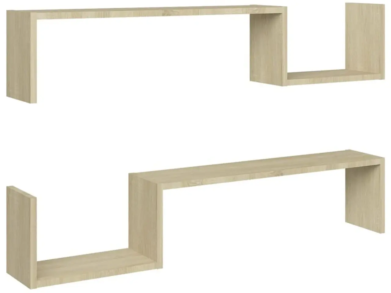 Billede 2 - Væghylder 2 stk. 100x15x20 cm konstrueret træ sonoma-eg