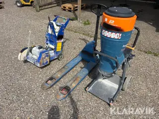 Lot - Fugeskæremaskine, støvsuger og palleløfter 3 styk