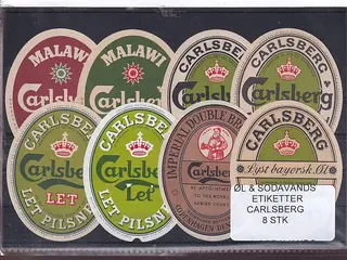 Øl og Sodavands Etiketter - Carlsberg - 8 Stk.