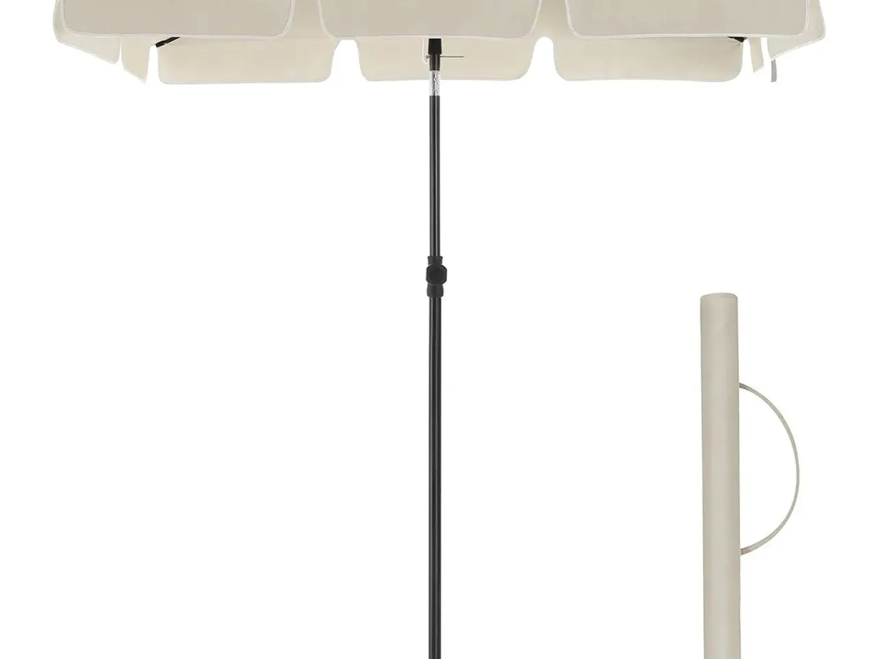 Billede 3 - Rektangulær altanparasols 2 × 1,25 m - UPF 50+, vippefunktion, beige med bæretaske