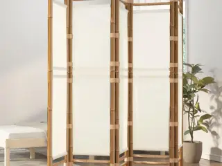 5-panels rumdeler 200 cm foldbar bambus og kanvas