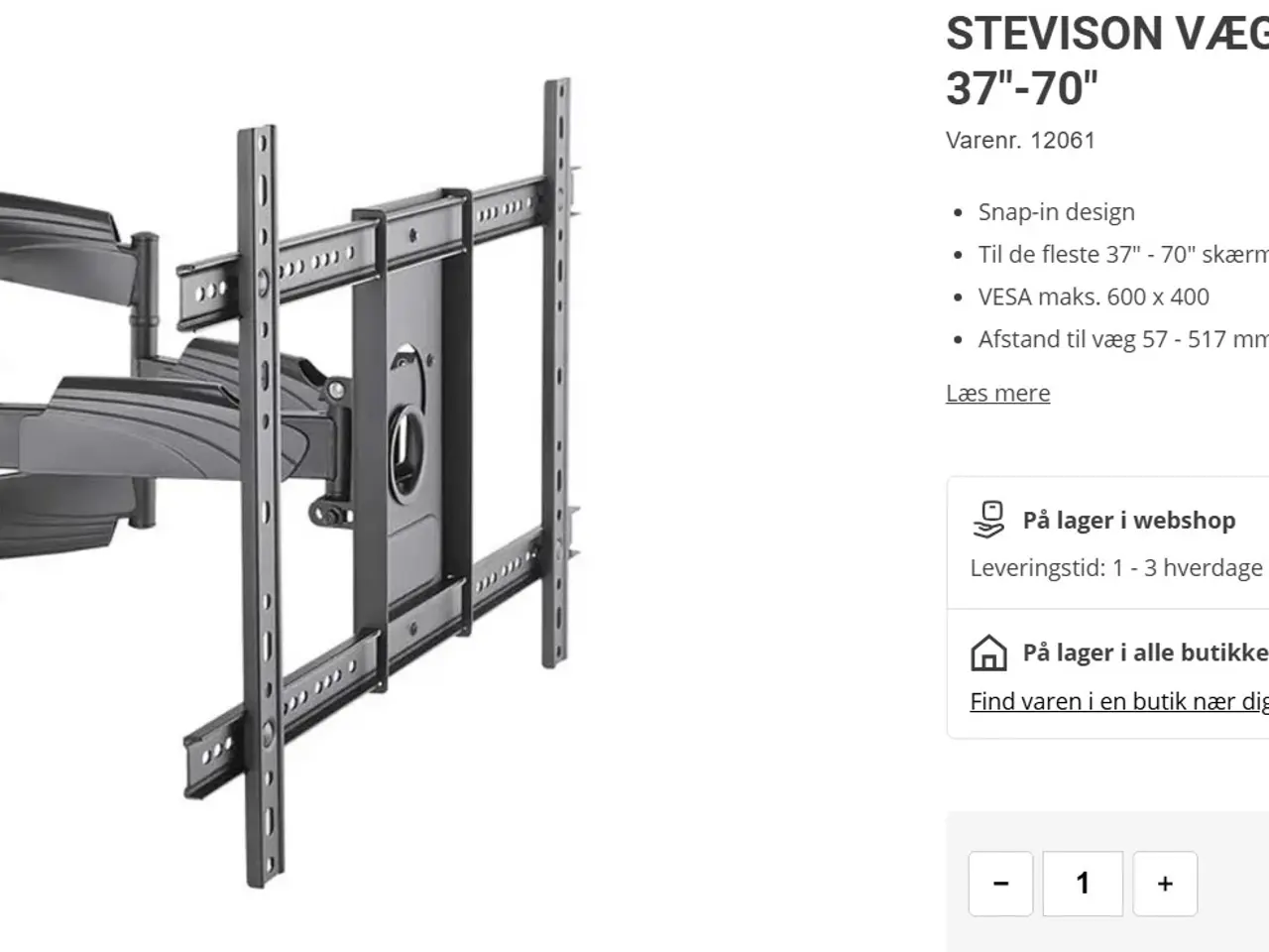 Billede 1 - HELT NYT. STEVISON Vægbeslag KMA28-466D - 37"-70"