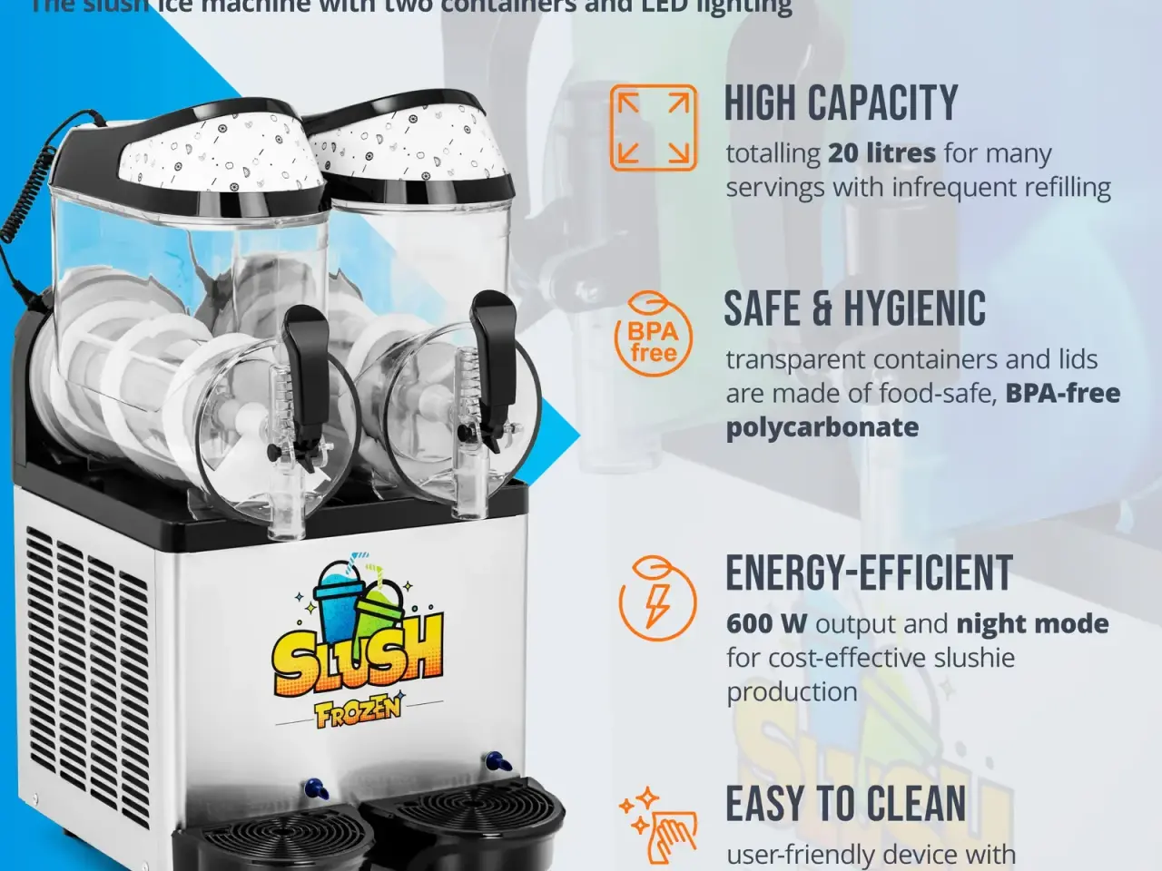 Billede 8 - Slush ice-maskine – 2 x 12 liter – LED