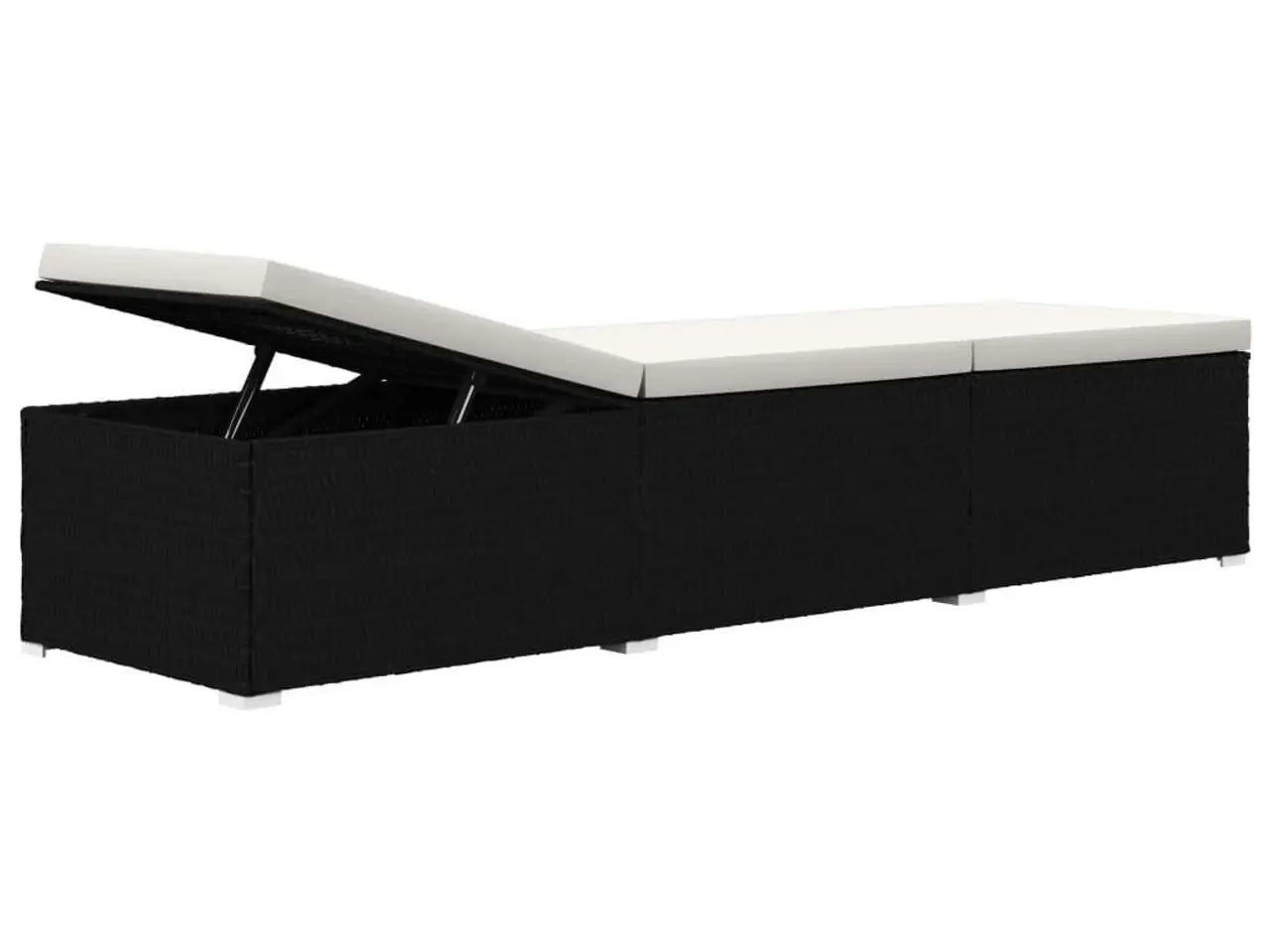 Billede 8 - Liggestol med hynde og tebord i polyrattan - sort/cremehvid