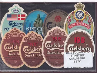 Øl og Sodavands Etiketter - Carlsberg - 8 Stk.