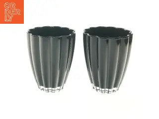 2 Sorte glas potter til fx orkideer(str. 2 stk Ø 14x17,5 cm)