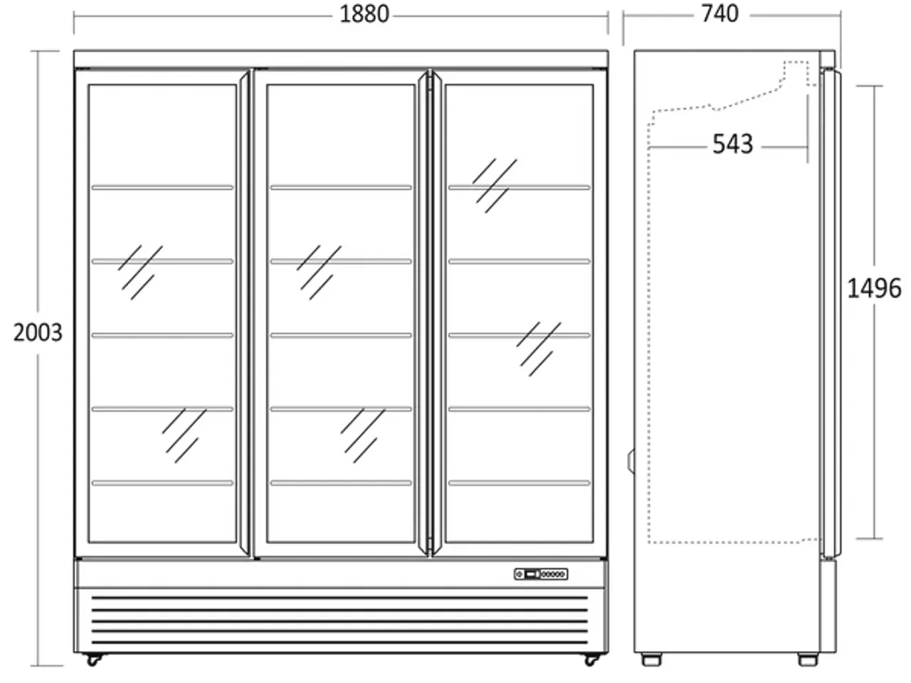 Billede 4 - Displaykøleskab 3 Døre 1664 Liter (DC1664BB)