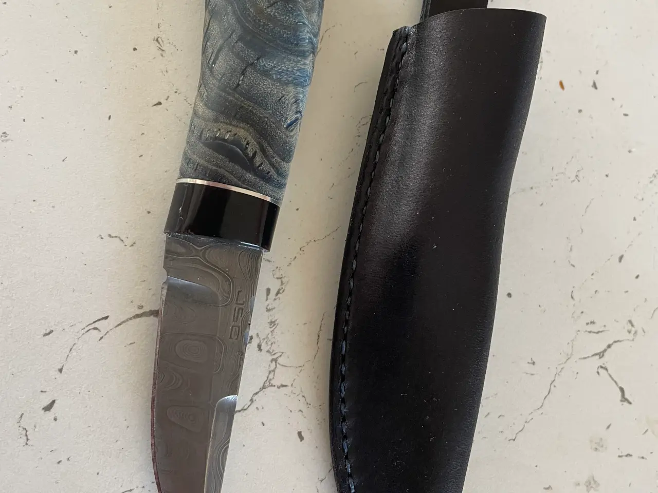Billede 1 - Håndlavet kniv i rustfrit damask stål