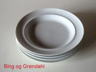 4 suppetallerkner i Hvid Koppel, Bing & Grøndahl