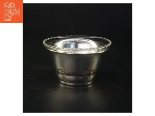 Antik Sølvfarvet metalskål med glasindsats fra Victoria (str. 13,5 x 7,5 cm)
