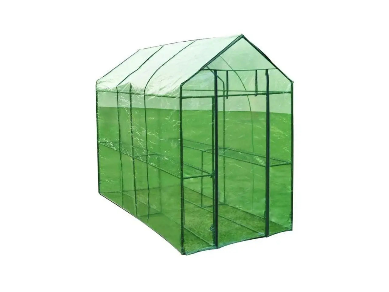 Billede 2 - Drivhus stål XL - grønt overtræk, 120 × 240 × 190 cm