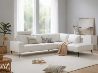 Hjort Knudsen Copenhagen Hvid læder Hjørnesofa Højrevendt