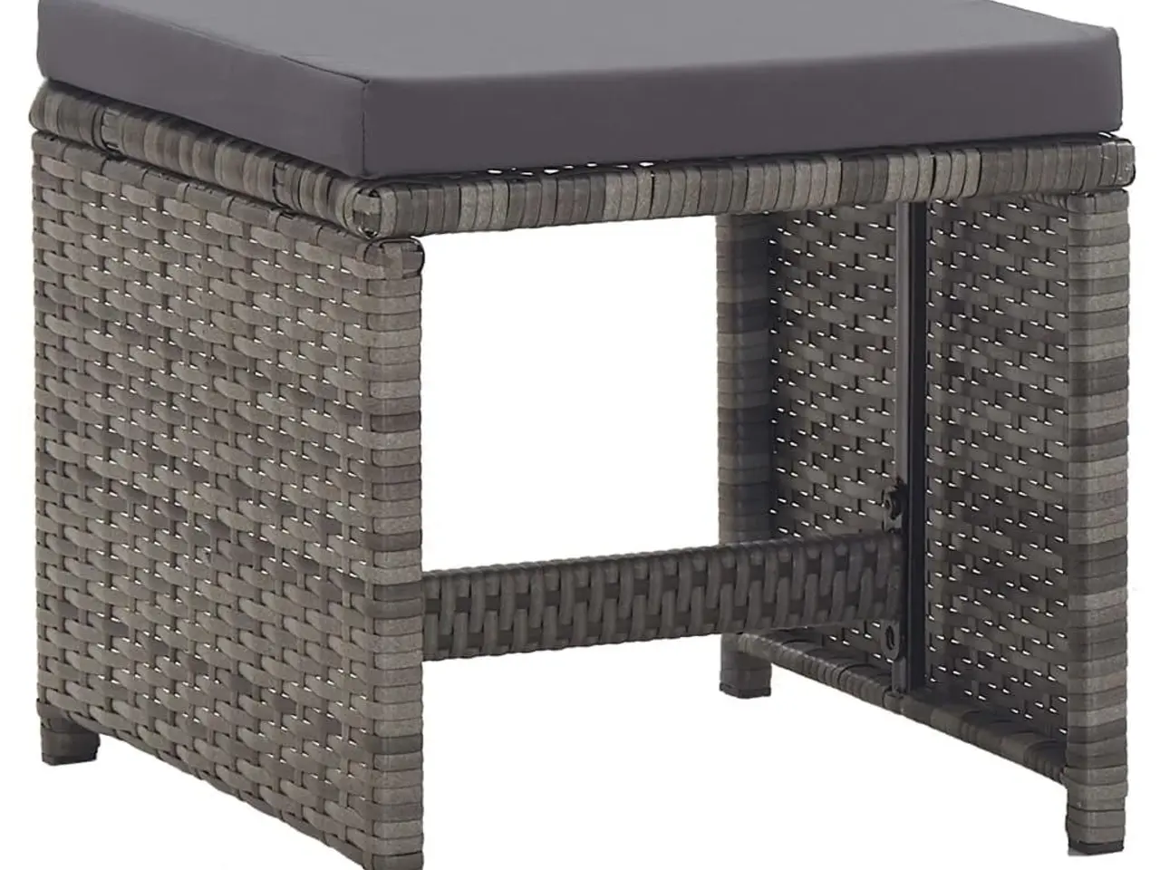 Billede 2 - Havetaburetter med hynder - 2 stk., polyrattan, antracitgrå