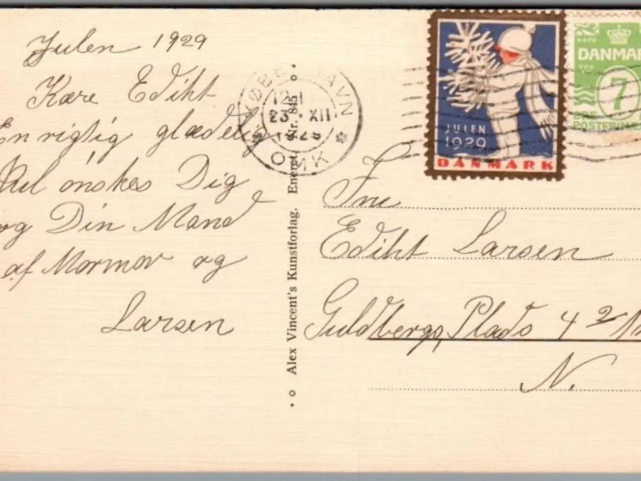 Billede 1 - Julemærke 1929 på Postkort