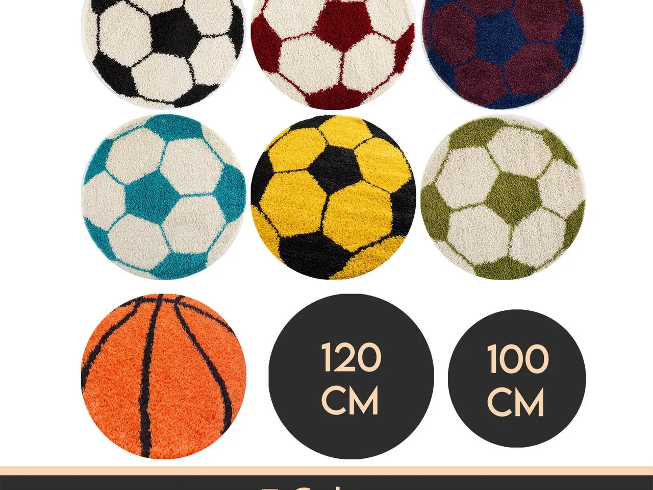 Billede 7 - FUN Fußball sort rundt børnetæppe - 120 x 120 cm