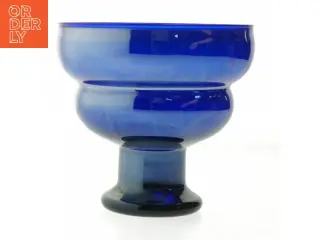 Blå glasvase skål (str. Ø. 16,5 cm. længde. 16 cm)