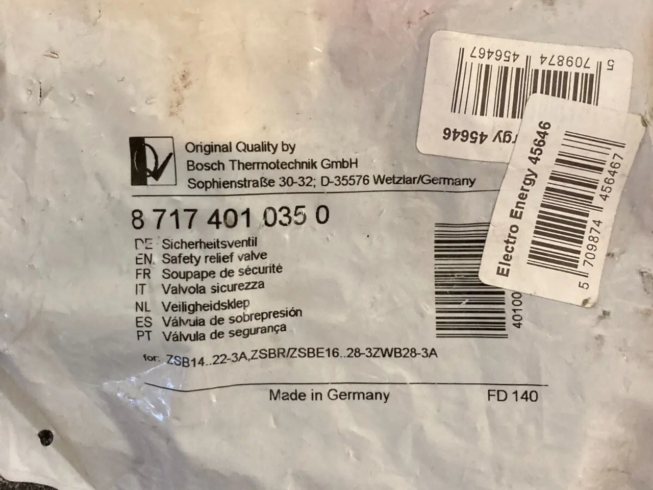 Billede 3 - Bosch Safety Relief ventil PN:87174010350 - 3 Bar