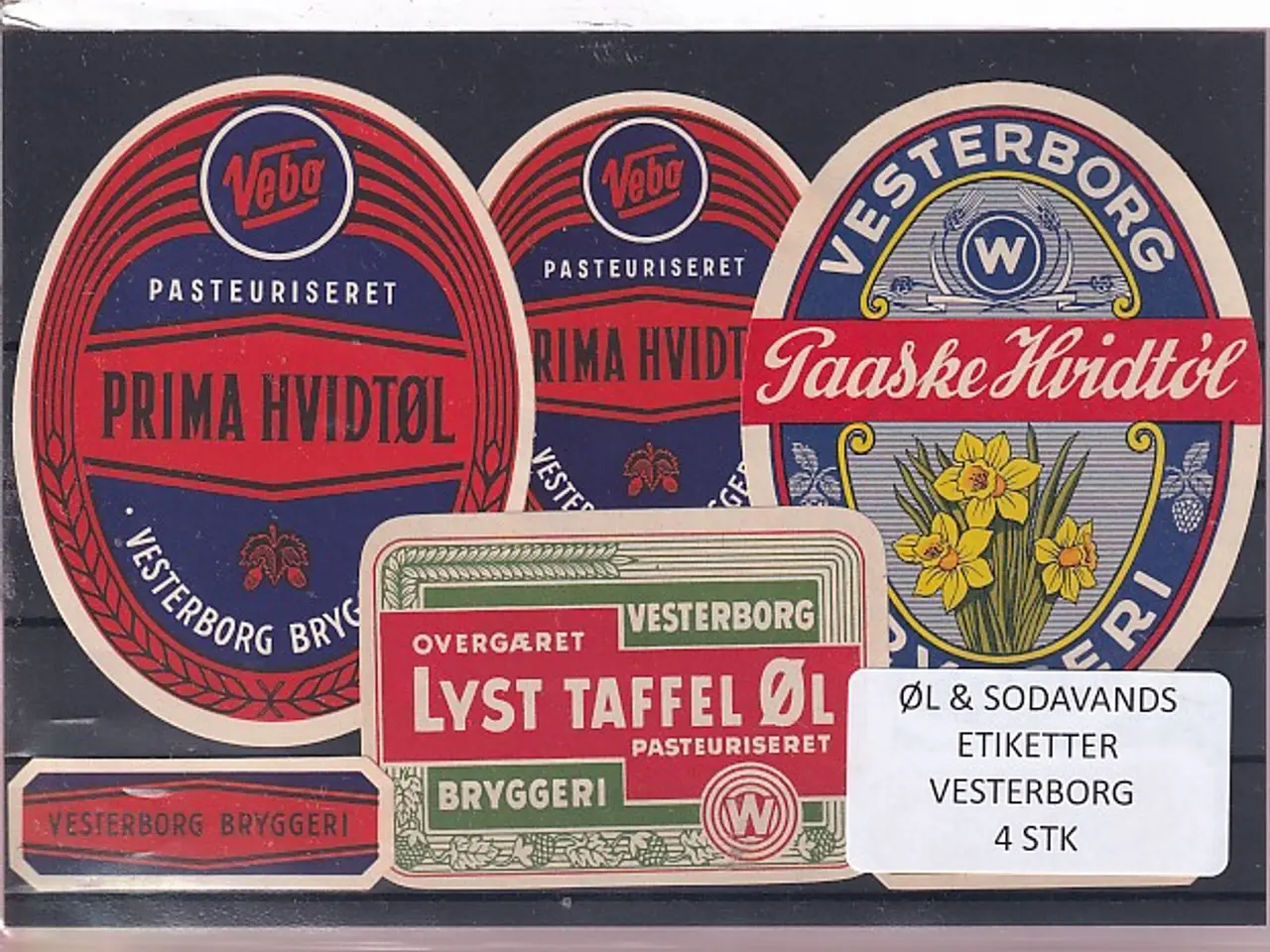 Billede 1 - Øl og Sodavandsetiketter - Vesterborg - 4 Stk.