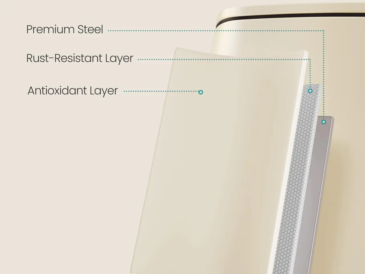 Billede 4 - Pedalspand i rustfrit stål 30 l - sandbeige