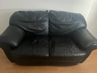 2 pers. sort lædersofa