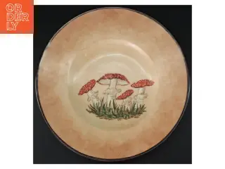Dekorativ keramikfad med svampe motiv (str. Ø 30 cm)