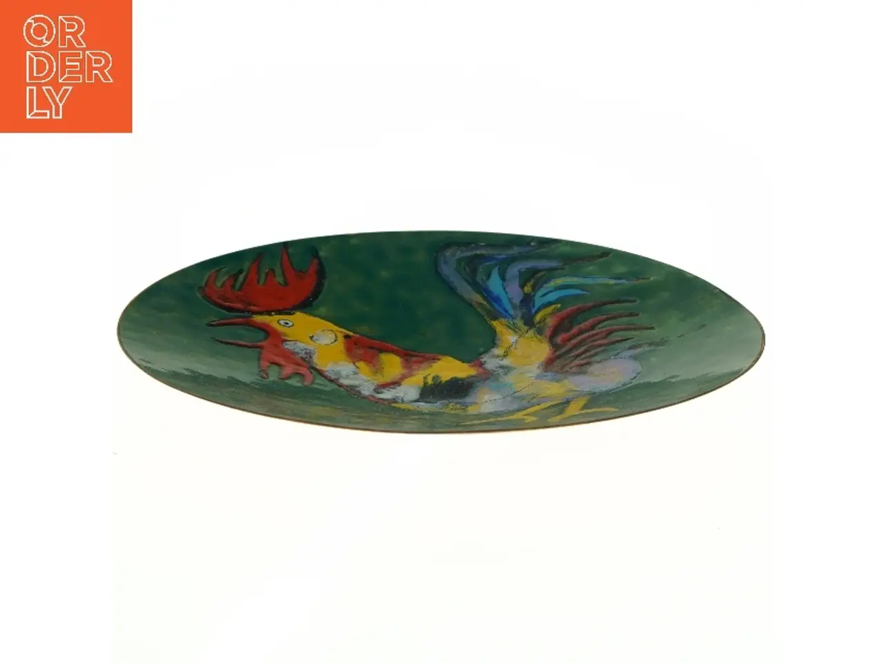 Billede 3 - Emailleret dekorativ tallerken (str. Ø. 28 cm)