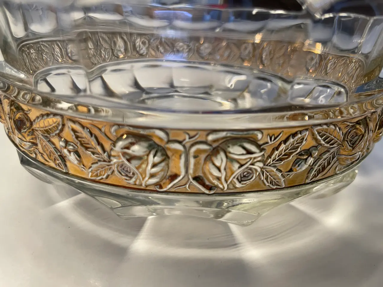 Billede 3 - Elegant glasskål med "guldbånd"