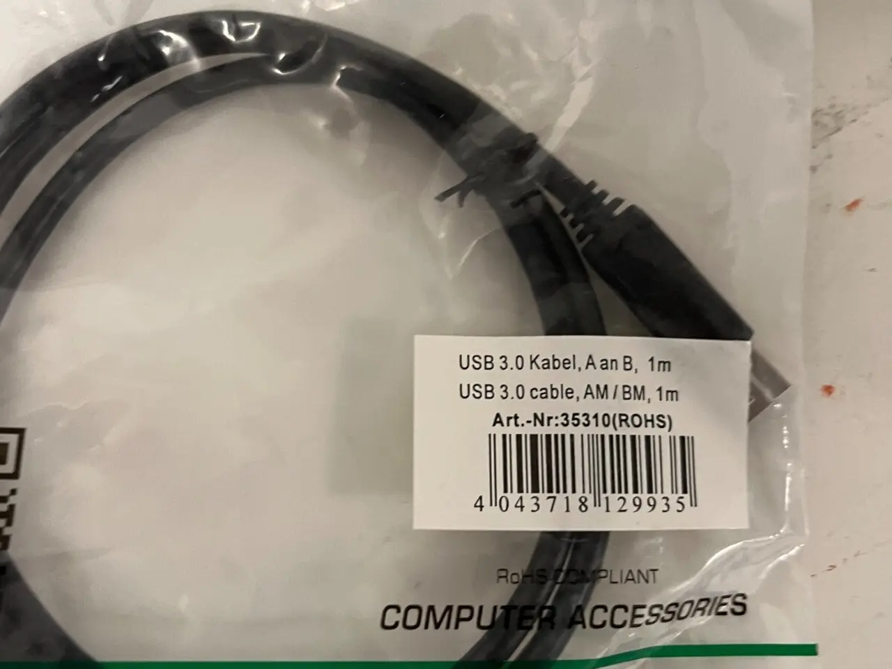 Billede 5 - parti of 5x InLine USB 3.0 kabel AM to BM 1m Black