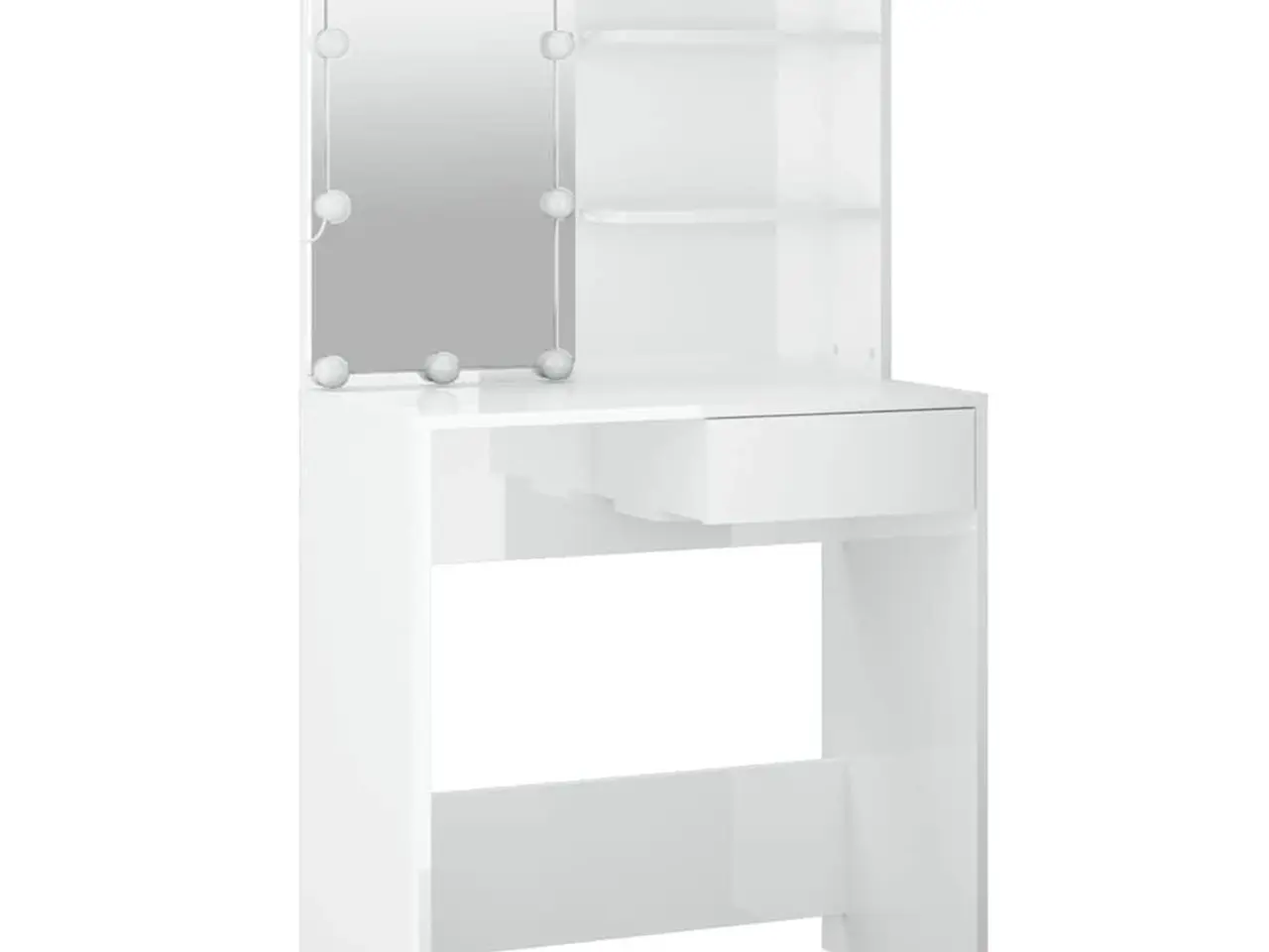 Billede 4 - Makeupbord med LED-lys 74,5x40x141 cm hvid højglans