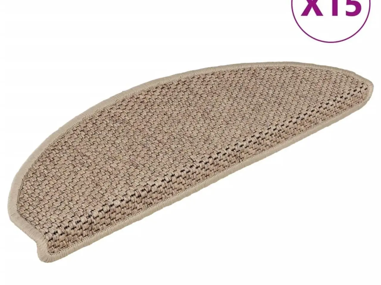 Billede 2 - Selvklæbende trappemåtter 15 stk. - 65 × 21 × 4 cm, sisal-look, sandfarve