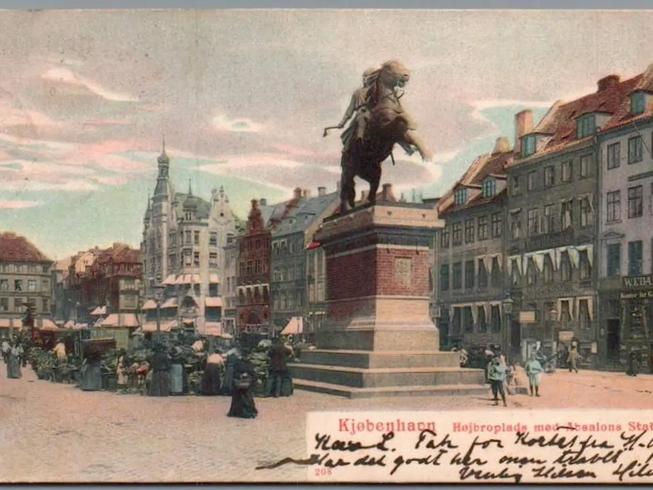 Billede 1 - Kjøbenhavn - Højbroplads med Absalons Statue - Postkort - Brugt