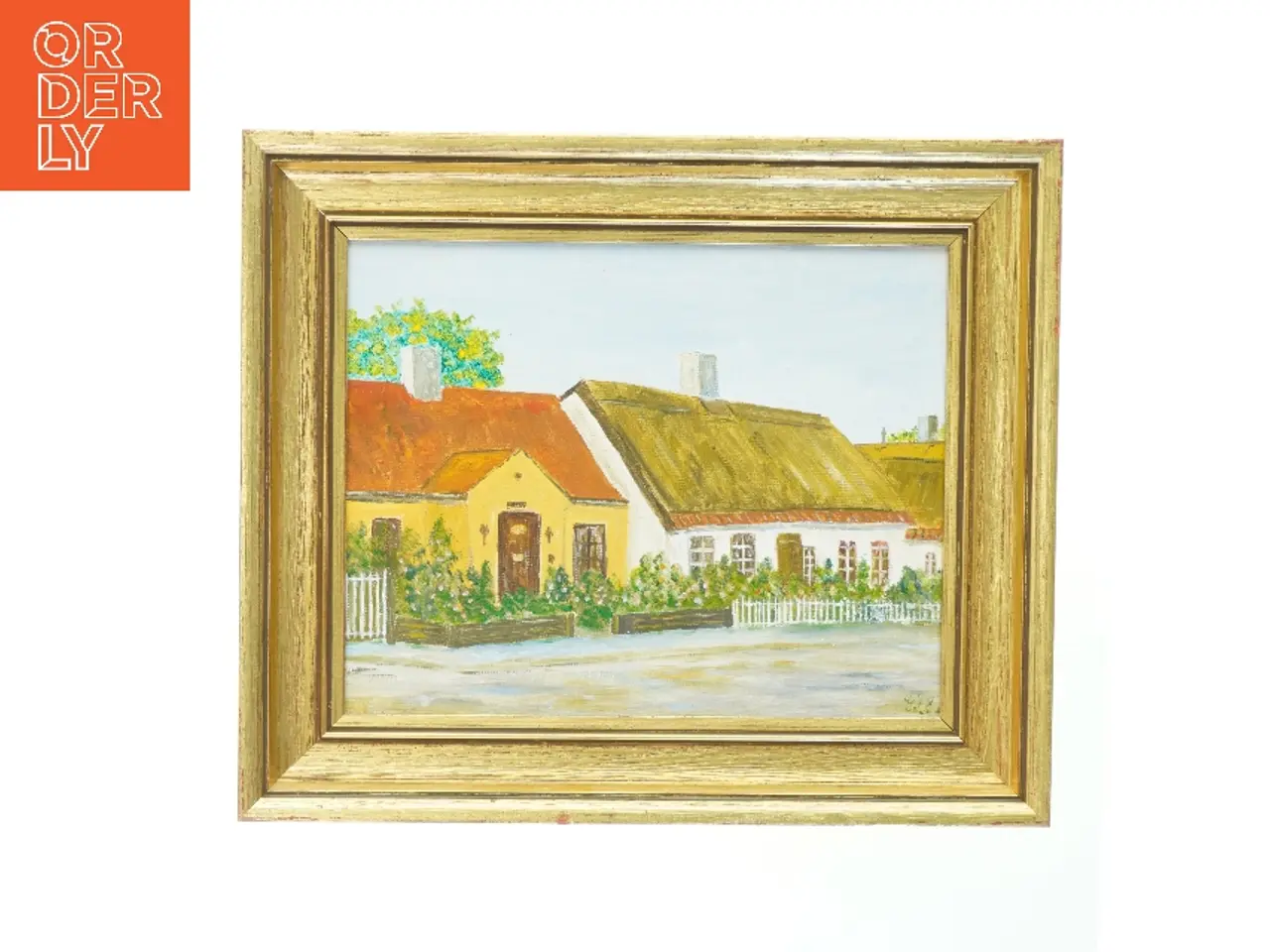 Billede 1 - Landskabsmaleri med trærankeramme (str. 38x32,5 cm)