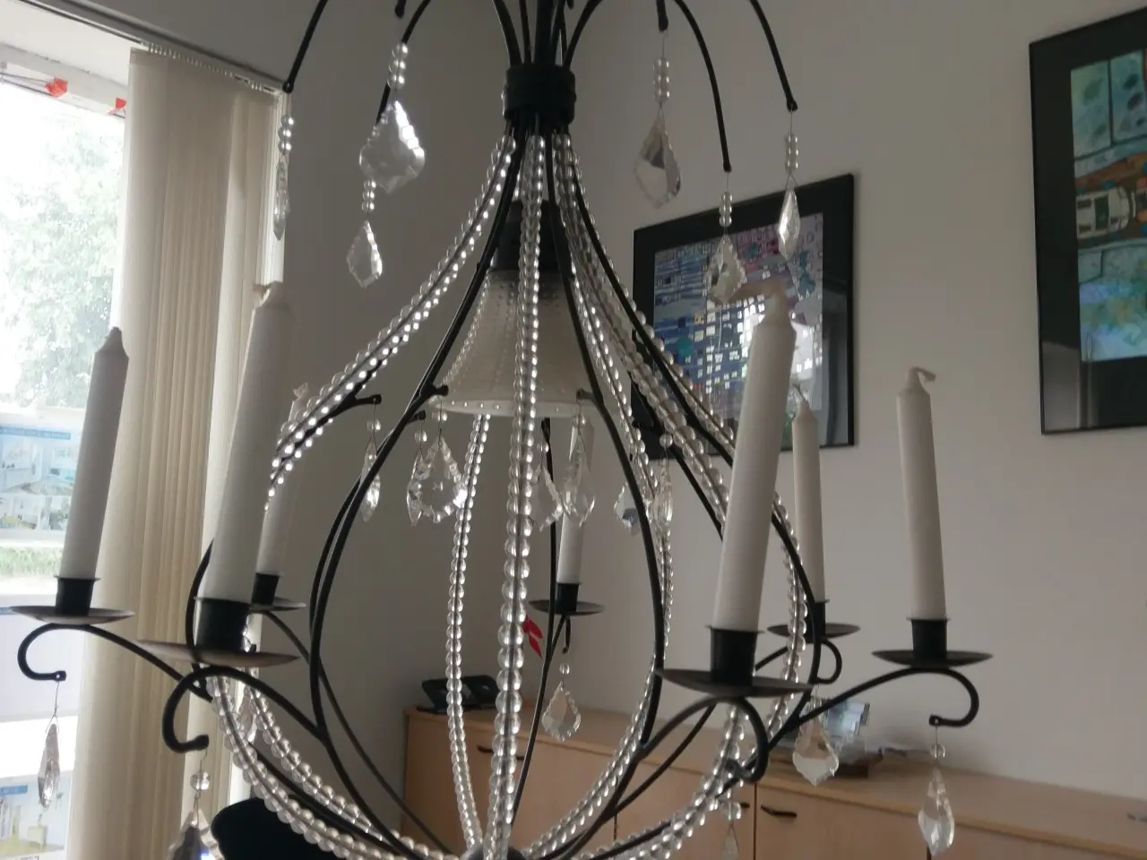 Billede 1 - Loftslampe til el og levende lys
