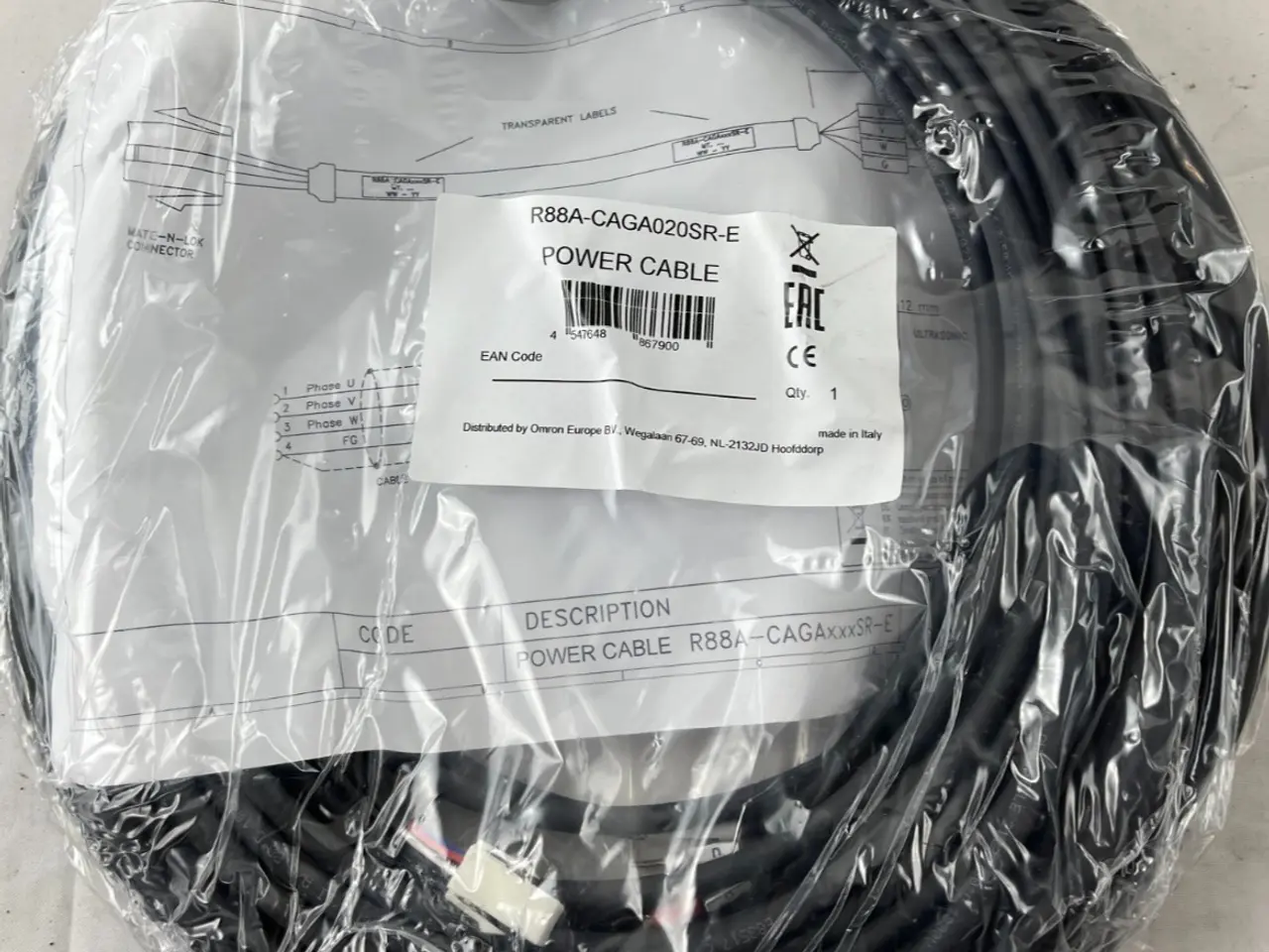 Billede 1 - Omron R88A-CAGA020SR-E servomotor Power kabel 20 m