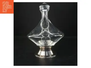 Krystalglas vin karaffel med sølv fod (str. 27 cm)