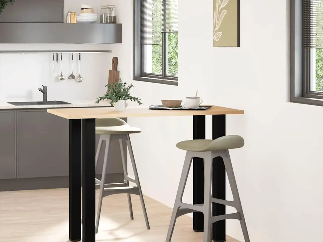 Billede 3 - Barbordsben 4 stk. sort 100-102 cm stål