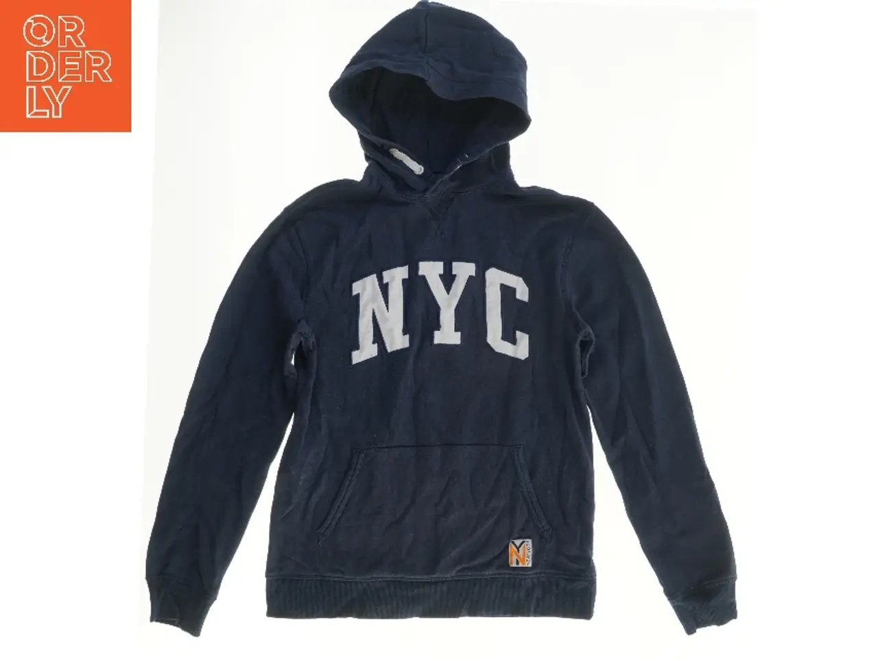 Billede 1 - Blå hættetrøje med NYC-tekst fra H&M (str. 158)