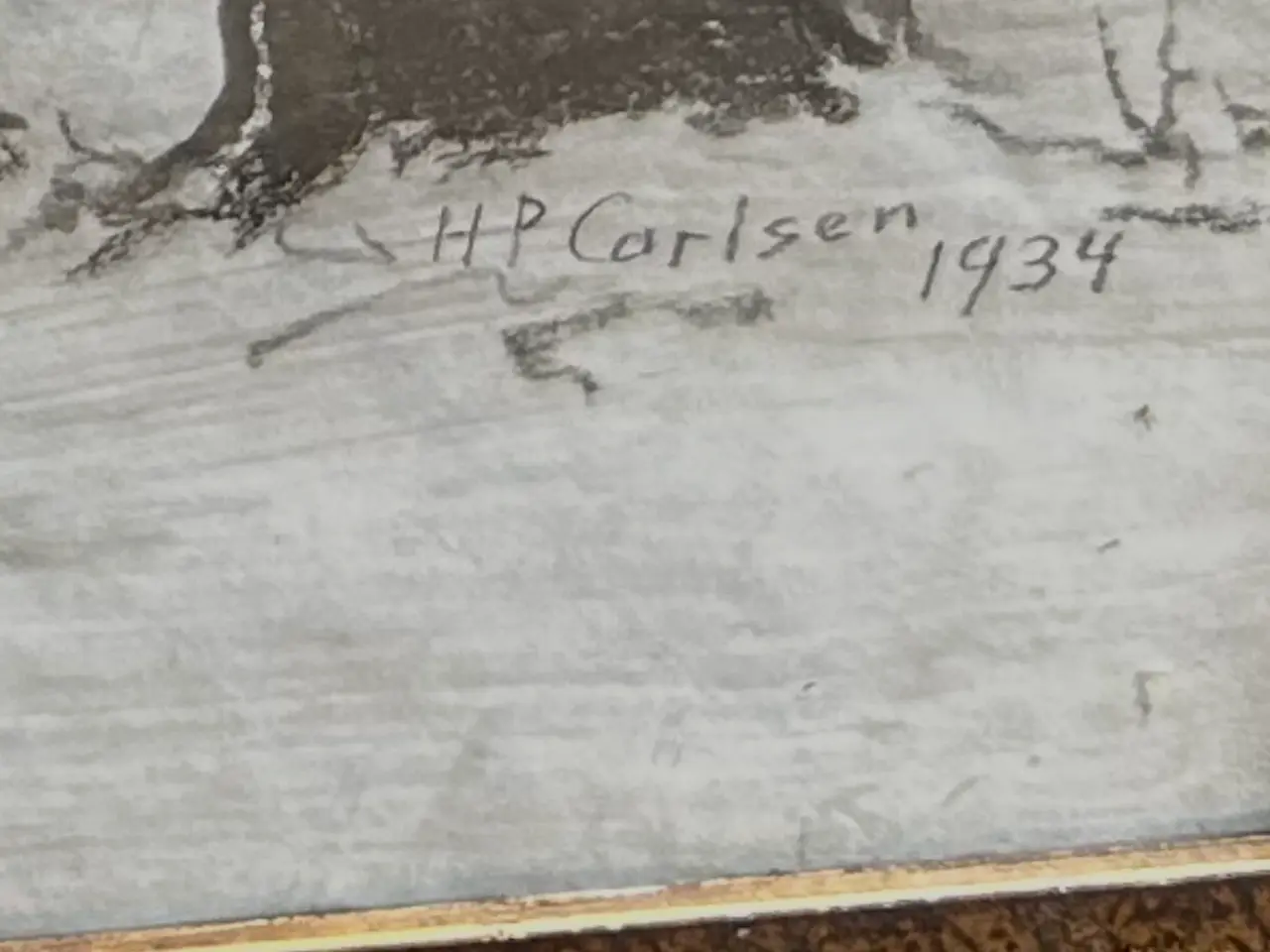 Billede 2 - HP Carlsen vinterlandskab i træramme