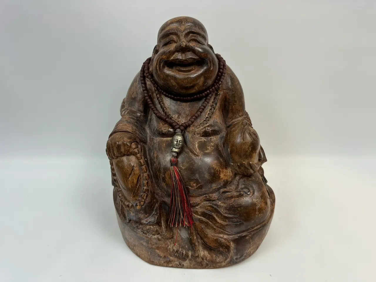 Billede 1 - Stor asiatisk Budda træfigur / træskulptur