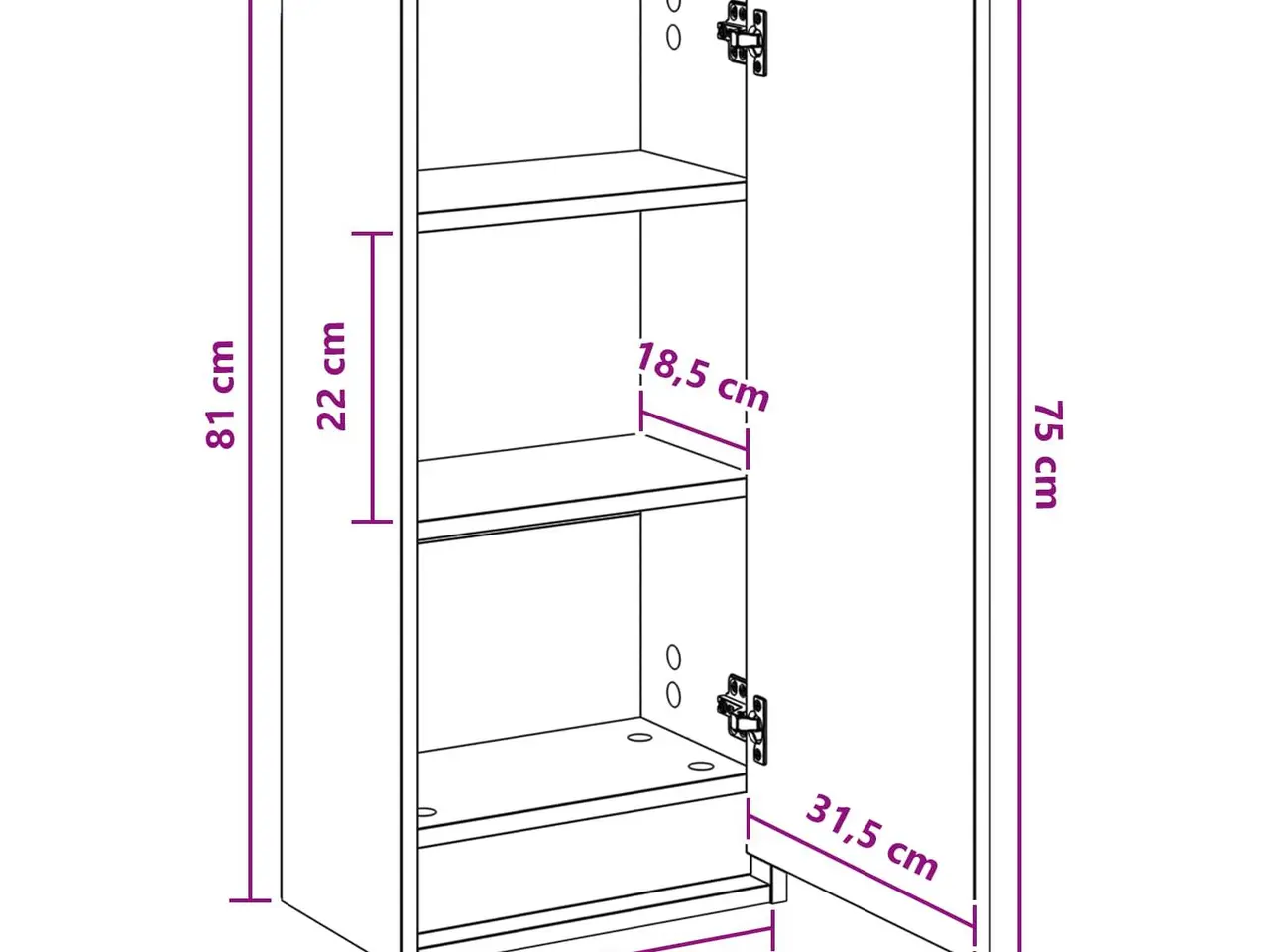 Billede 8 - Vægmonteret håndvaskskab - hvid, 35 × 20 × 81 cm, konstrueret træ