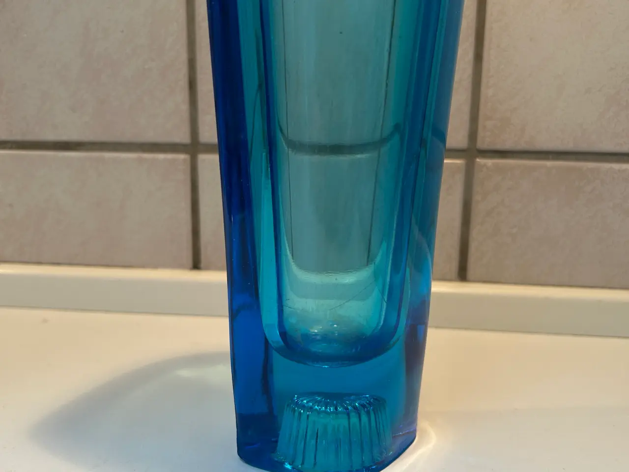 Billede 4 - Kunst glas vase/ stage i blå/turkis, Vintage