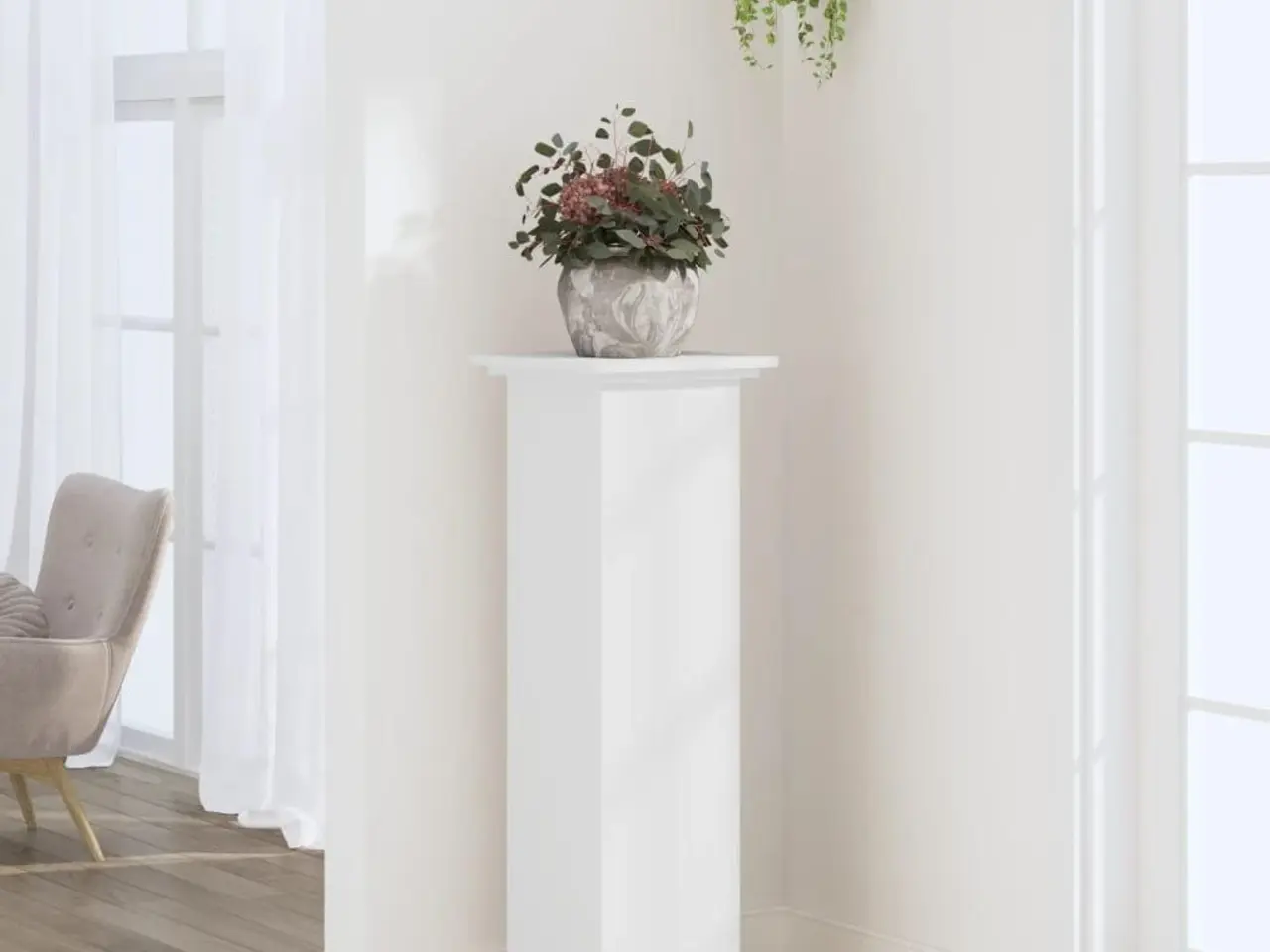 Billede 1 - Plantestativ 33x33x100 cm konstrueret træ hvid