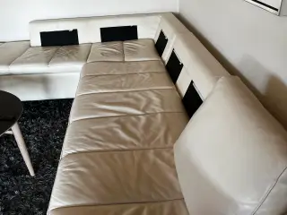 Stor hjørnesofa lys læder