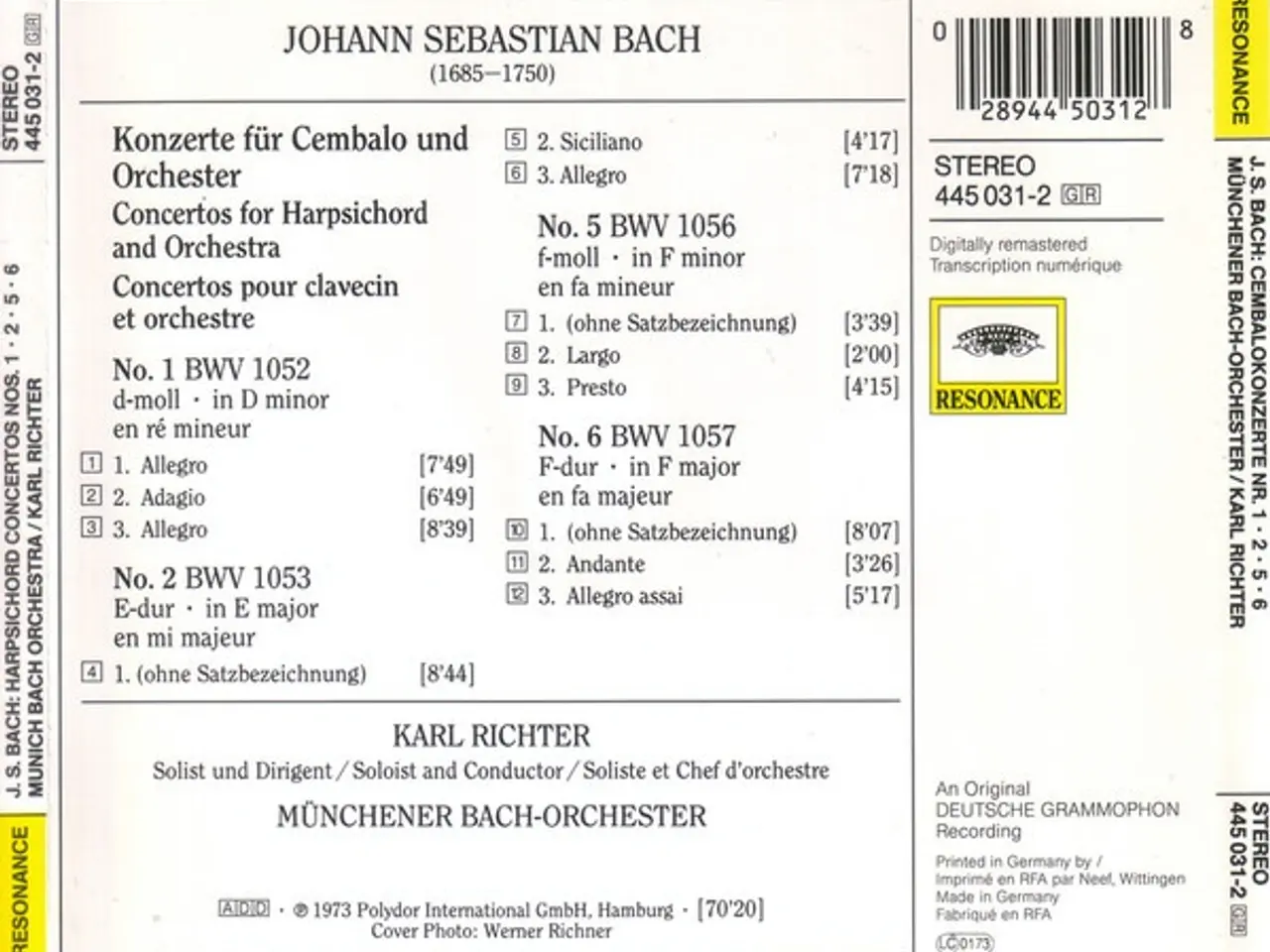 Billede 2 - Johann Sebastian Bach… – Cembalokonzerte… – CD