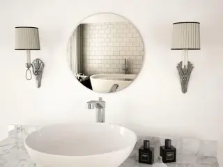 Vægspejl 40 cm rundt glas
