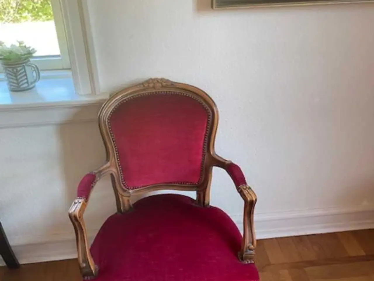 Billede 1 - Flot rød velour stol.