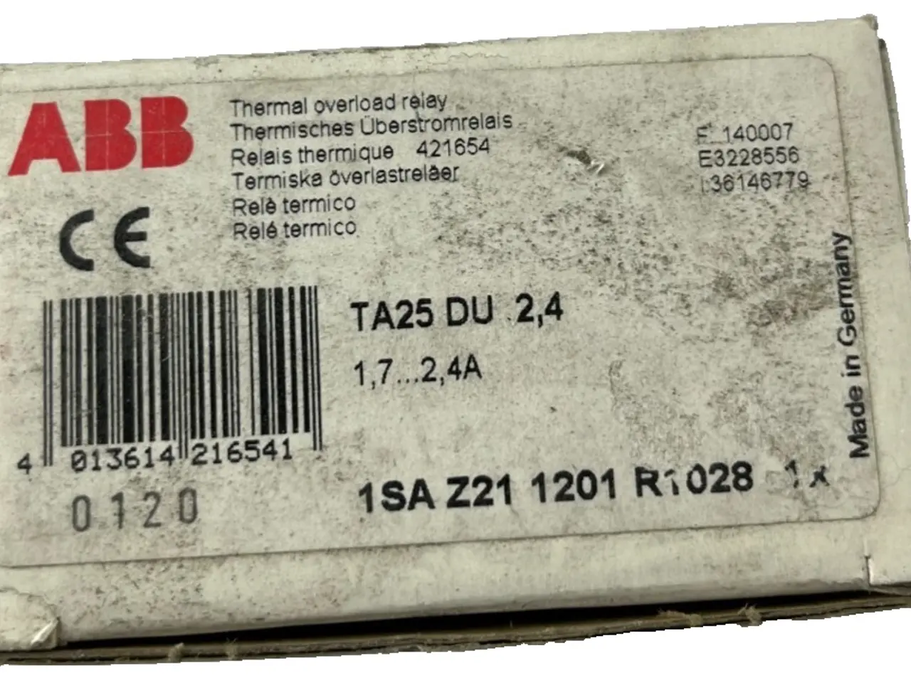 Billede 1 - ABB TA25DU-2.4 Thermal Overload relæ 1.7–2.4A ny